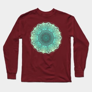 Mandala Mint Green Long Sleeve T-Shirt